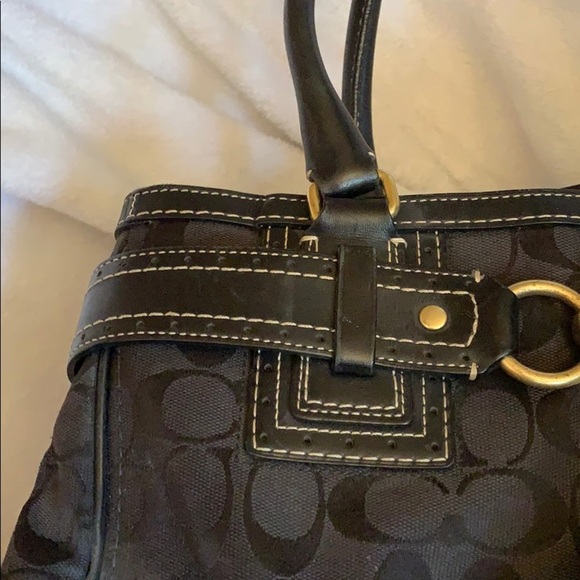 Black Signature “C” Fabric & Leather Coach Satchel - Picture 4 of 16
